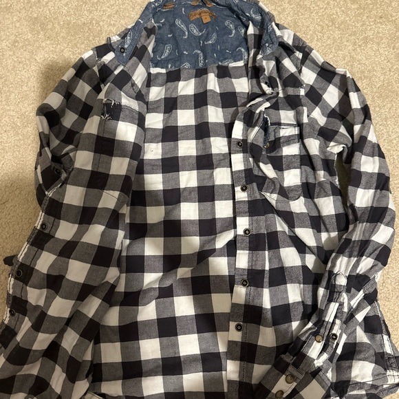 JACHS Girlfriend classic button up Black and White Plaid Shirt size small - Picture 5 of 5